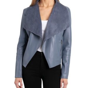 Bagatelle Faux Leather and Suede Drape Jacket